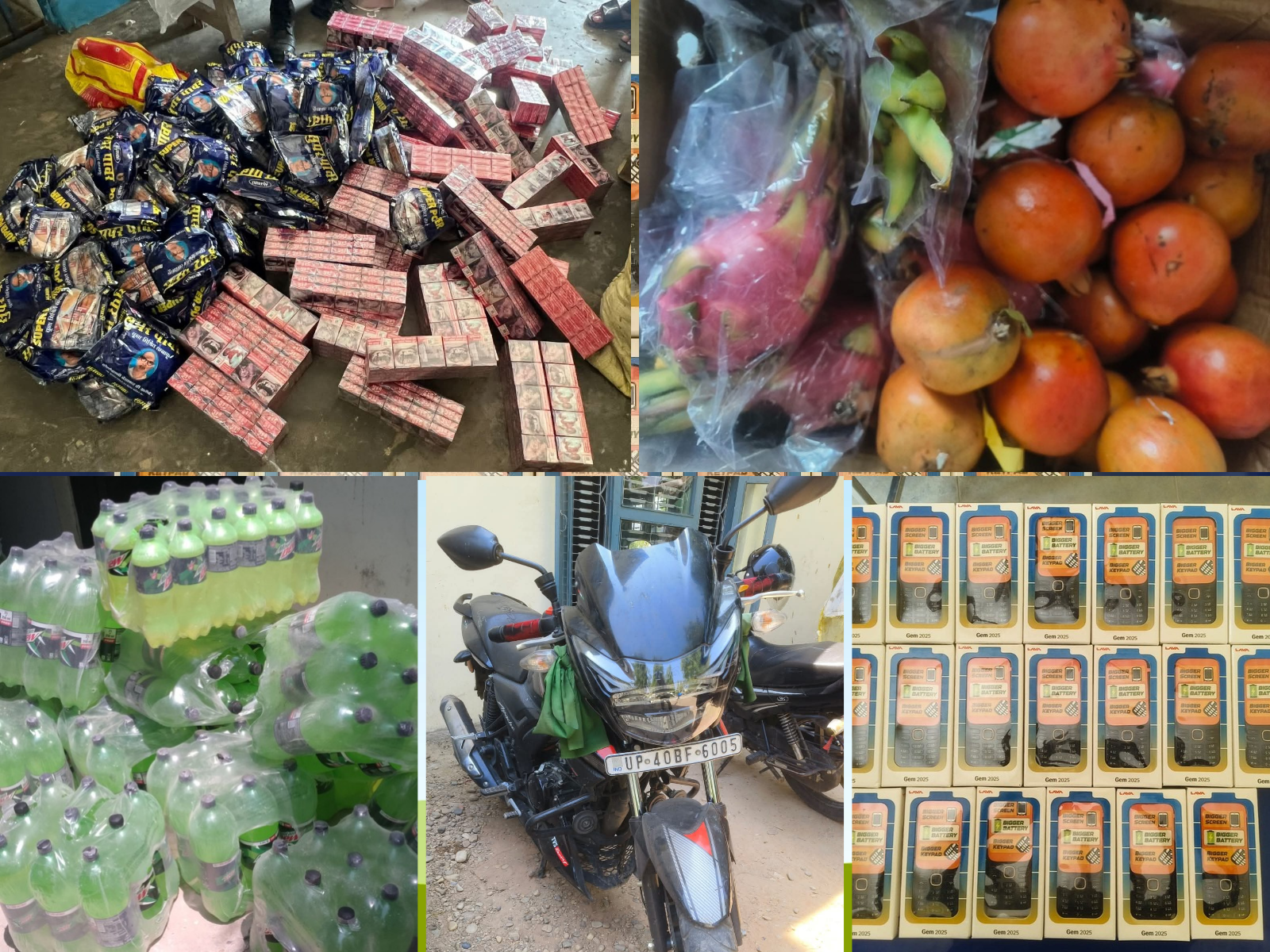 बाँके र बर्दियामा भन्सार छलीका फलफूल, मोबाइल, चुरोट, सुर्ती पेय र अन्य सामान प्रहरी नियन्त्रणमा